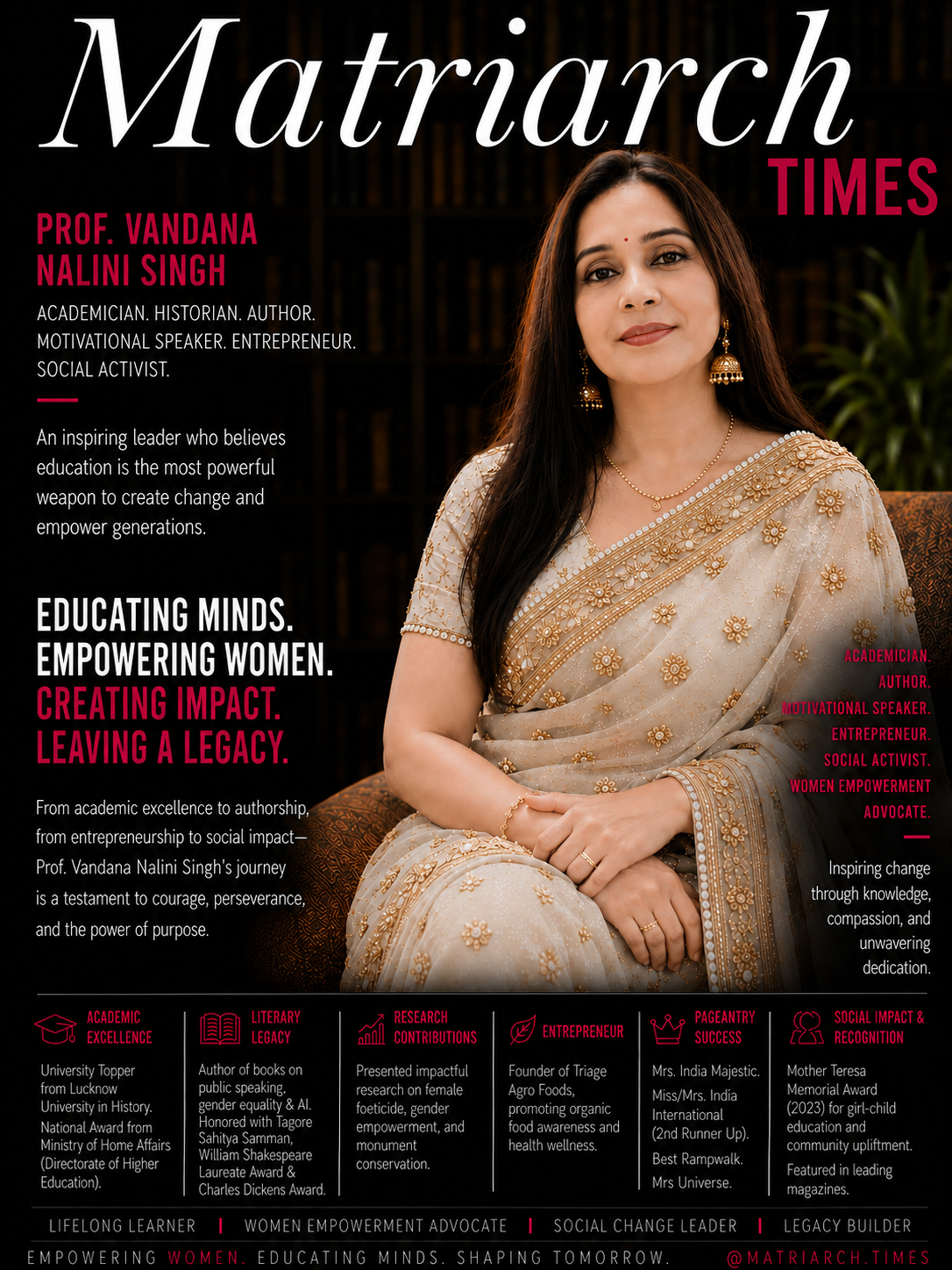 Prof. (Dr.) Vandana Nalini Singh, academician, author, entrepreneur, and women's empowerment advocate.