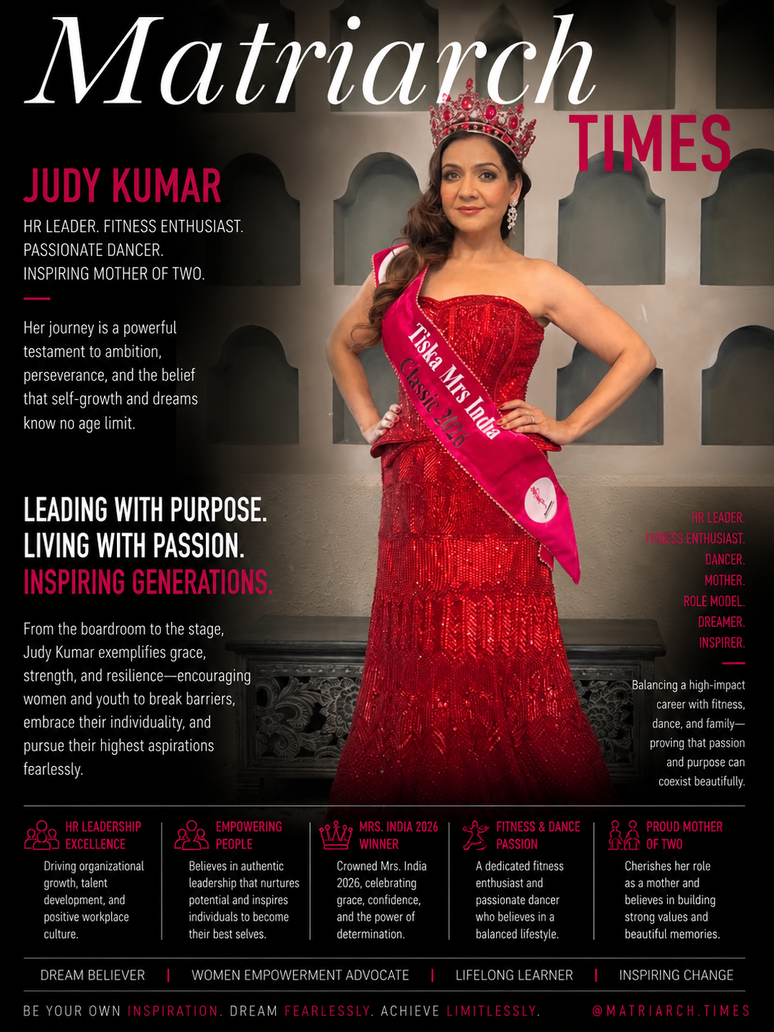 Judy Kumar, HR leader, Mrs. India 2026, fitness enthusiast, and women's leadership advocate.
