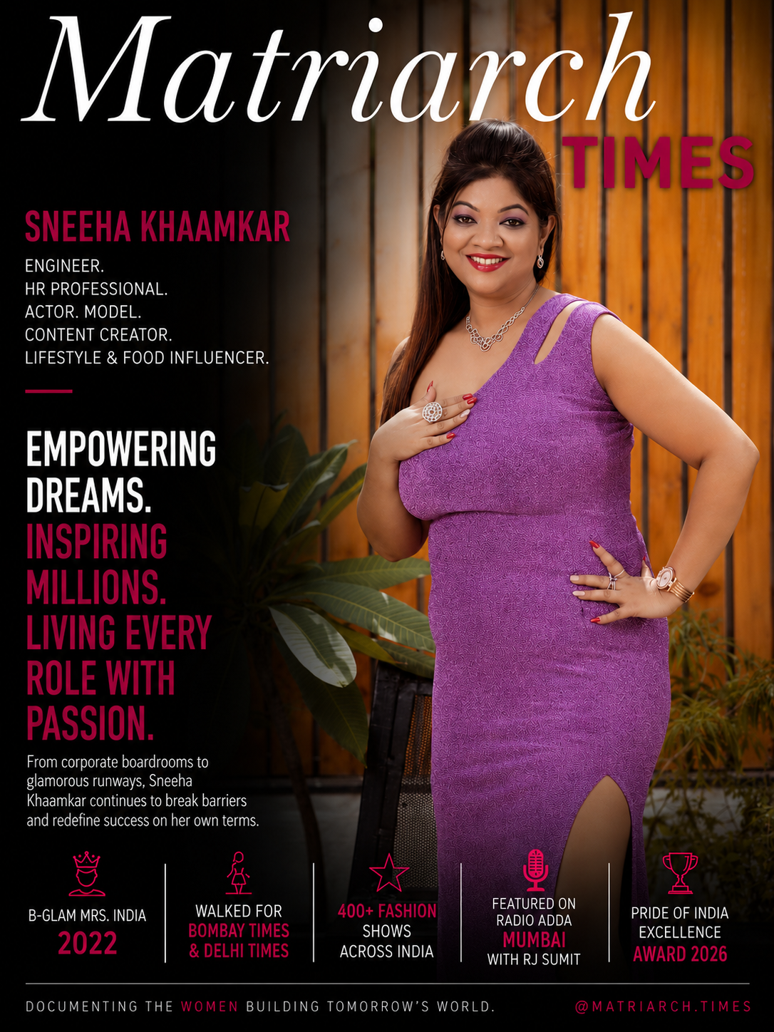 Sneeha Khaamkar, HR professional, model, actor, singer, and Mrs. India 2022 titleholder.
